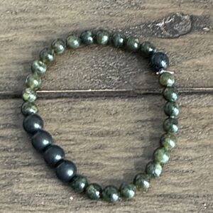Jade + hematite Ermish ENewton Style Beaded Bracelet